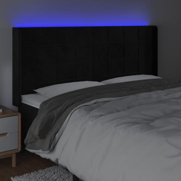 Cabecero con LED de terciopelo negro 163x16x118/128 cm Cabecero con LED de terciopelo negro 163x16x118/128 cm
