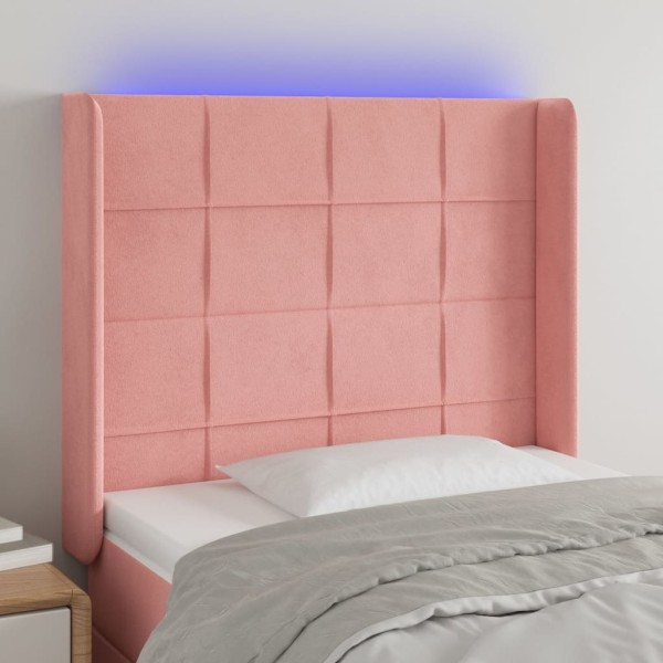 Cabecero con LED de terciopelo rosa 103x16x118/128 cm Cabecero con LED de terciopelo rosa 103x16x118/128 cm