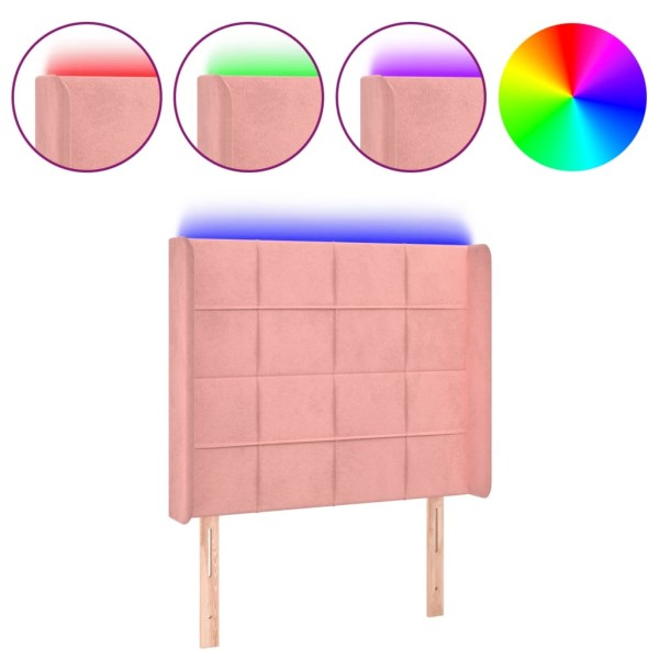 Cabecero con LED de terciopelo rosa 103x16x118/128 cm Cabecero con LED de terciopelo rosa 103x16x118/128 cm