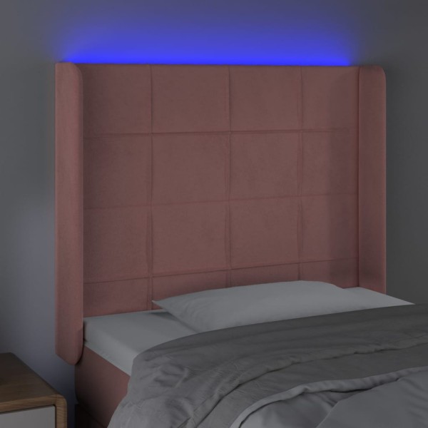 Cabecero con LED de terciopelo rosa 103x16x118/128 cm Cabecero con LED de terciopelo rosa 103x16x118/128 cm
