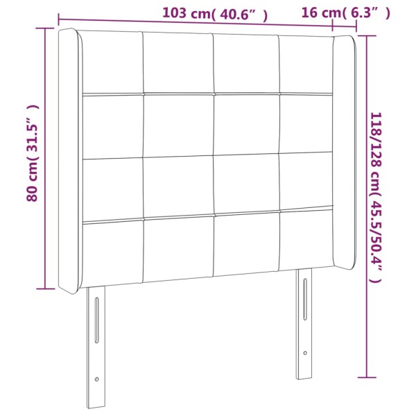 Cabecero con LED de terciopelo rosa 103x16x118/128 cm Cabecero con LED de terciopelo rosa 103x16x118/128 cm