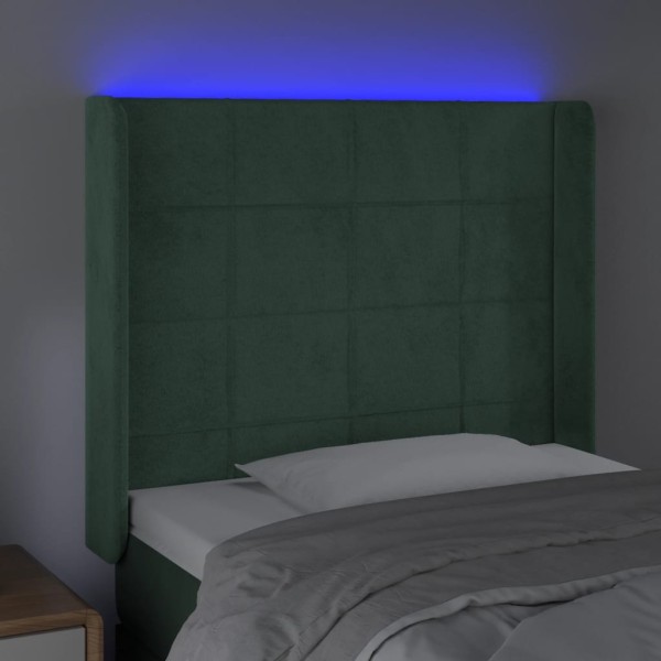 Cabecero con LED de terciopelo verde oscuro 83x16x118/128 cm Cabecero con LED de terciopelo verde oscuro 83x16x118/128 cm