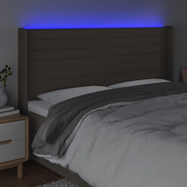 Cabecero con LED de tela gris taupe 203x16x118/128 cm Cabecero con LED de tela gris taupe 203x16x118/128 cm