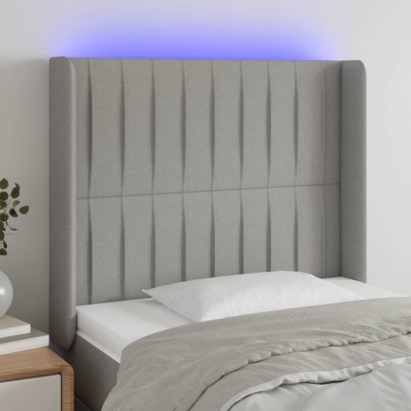 Cabecero con LED de tela gris claro 93x16x118/128 cm Cabecero con LED de tela gris claro 93x16x118/128 cm