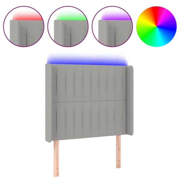 Cabecero con LED de tela gris claro 93x16x118/128 cm Cabecero con LED de tela gris claro 93x16x118/128 cm