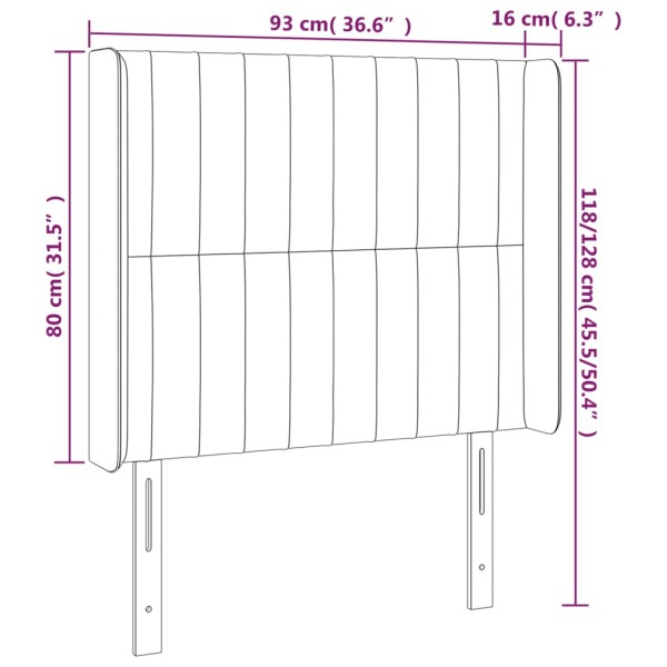 Cabecero con LED de tela gris claro 93x16x118/128 cm Cabecero con LED de tela gris claro 93x16x118/128 cm