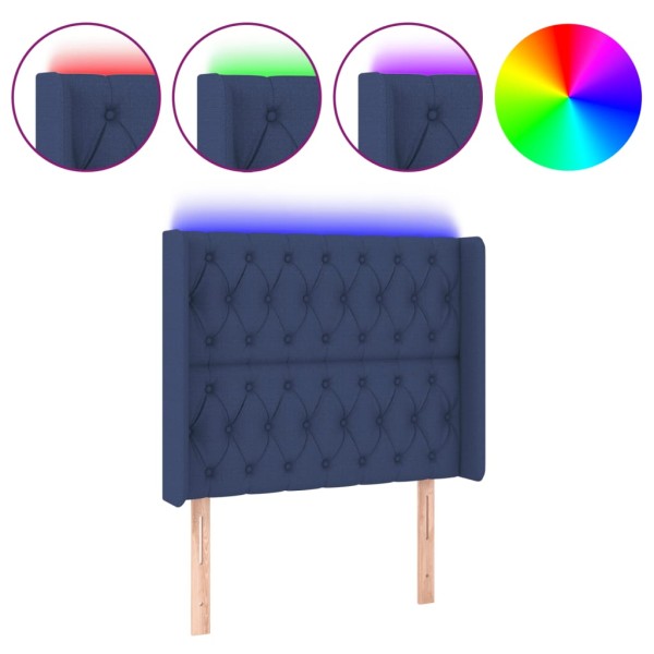 Cabecero con LED de tela azul 93x16x118/128 cm Cabecero con LED de tela azul 93x16x118/128 cm