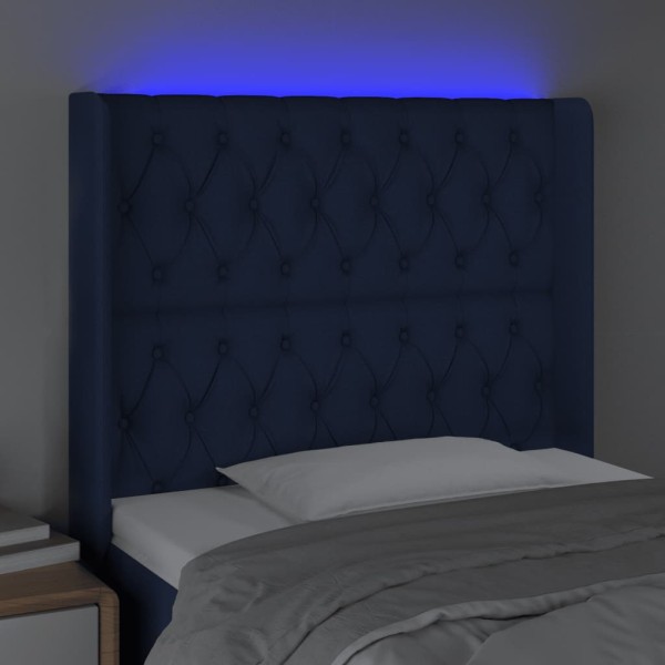 Cabecero con LED de tela azul 93x16x118/128 cm Cabecero con LED de tela azul 93x16x118/128 cm