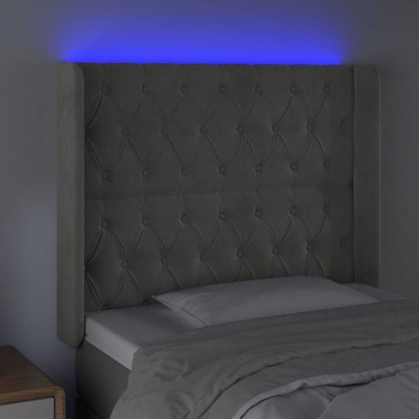 Cabecero con LED de terciopelo gris claro 93x16x118/128 cm Cabecero con LED de terciopelo gris claro 93x16x118/128 cm