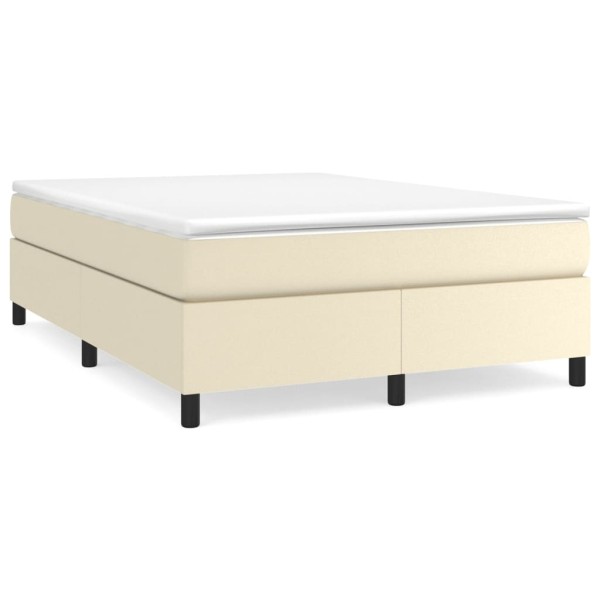 Estructura de cama box spring cuero sintético crema 140x200 cm Estructura de cama box spring cuero sintético crema 140x200 cm