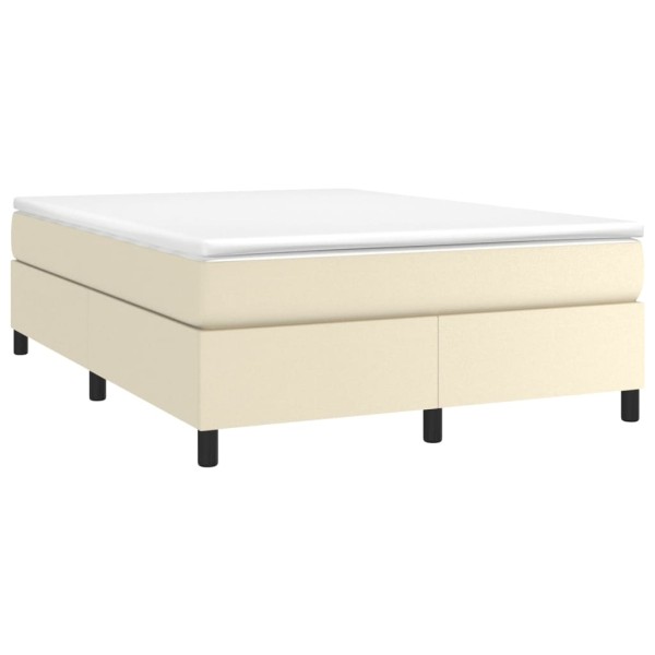 Estructura de cama box spring cuero sintético crema 140x200 cm Estructura de cama box spring cuero sintético crema 140x200 cm