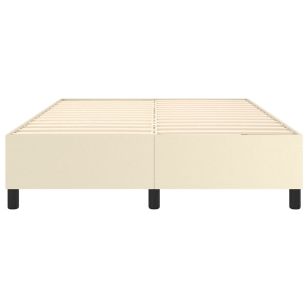 Estructura de cama box spring cuero sintético crema 140x200 cm Estructura de cama box spring cuero sintético crema 140x200 cm