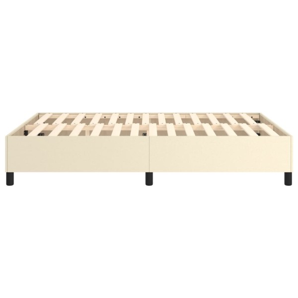 Estructura de cama box spring cuero sintético crema 140x200 cm Estructura de cama box spring cuero sintético crema 140x200 cm