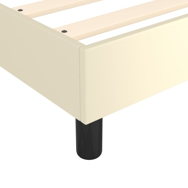 Estructura de cama box spring cuero sintético crema 140x200 cm Estructura de cama box spring cuero sintético crema 140x200 cm