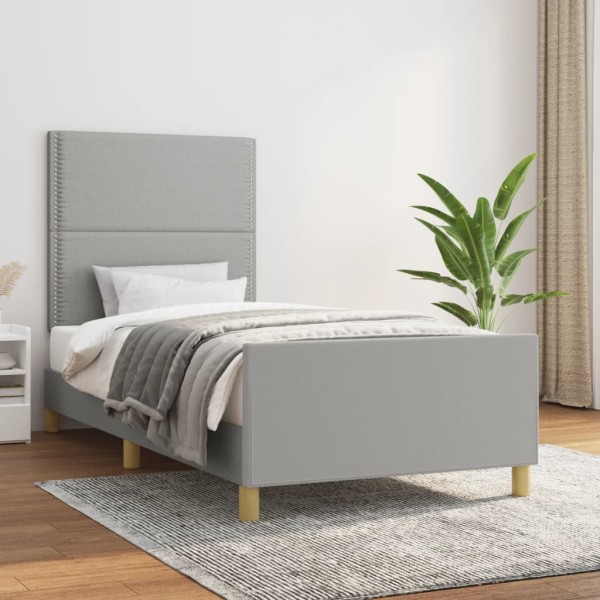 Estructura de cama con cabecero de tela gris claro 90x200 cm Estructura de cama con cabecero de tela gris claro 90x200 cm