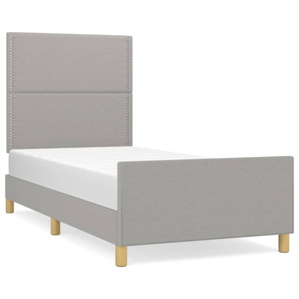 Estructura de cama con cabecero de tela gris claro 90x200 cm Estructura de cama con cabecero de tela gris claro 90x200 cm