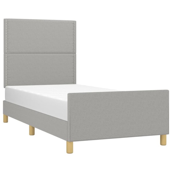 Estructura de cama con cabecero de tela gris claro 90x200 cm Estructura de cama con cabecero de tela gris claro 90x200 cm
