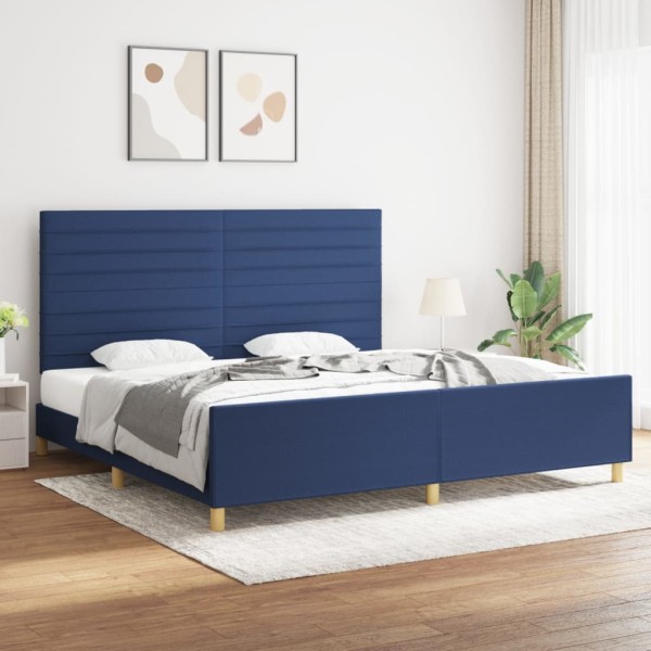 Estructura de cama con cabecero de tela azul 200x200 cm Estructura de cama con cabecero de tela azul 200x200 cm