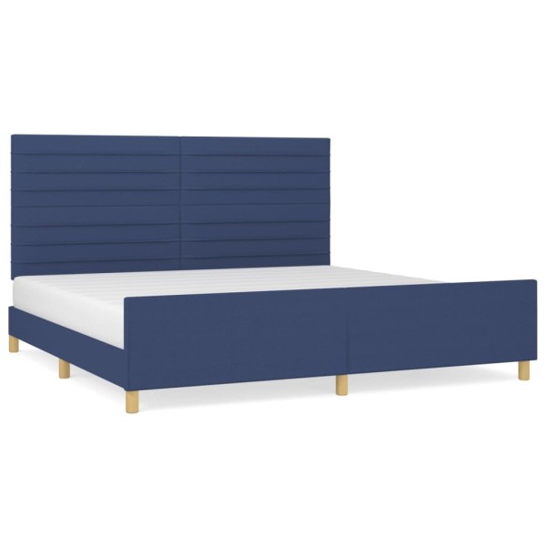 Estructura de cama con cabecero de tela azul 200x200 cm Estructura de cama con cabecero de tela azul 200x200 cm