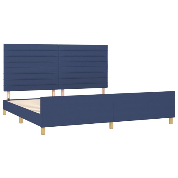 Estructura de cama con cabecero de tela azul 200x200 cm Estructura de cama con cabecero de tela azul 200x200 cm
