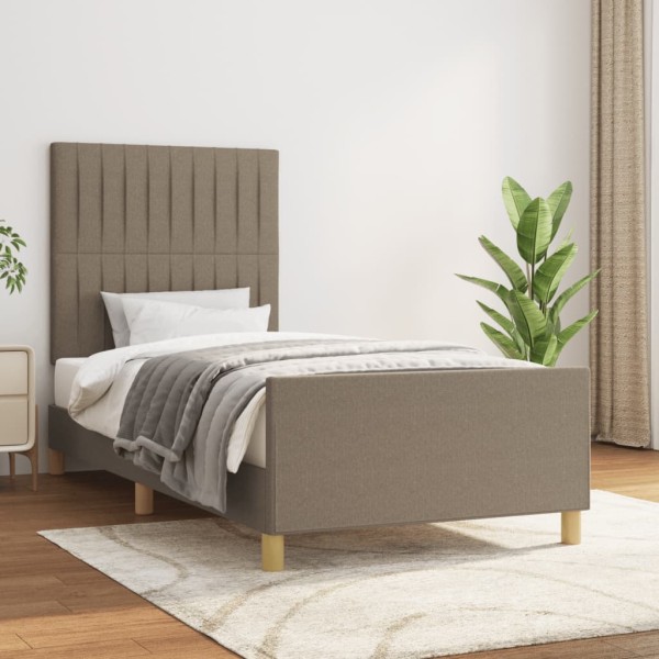 Estructura de cama con cabecero de tela gris taupe 80x200 cm Estructura de cama con cabecero de tela gris taupe 80x200 cm