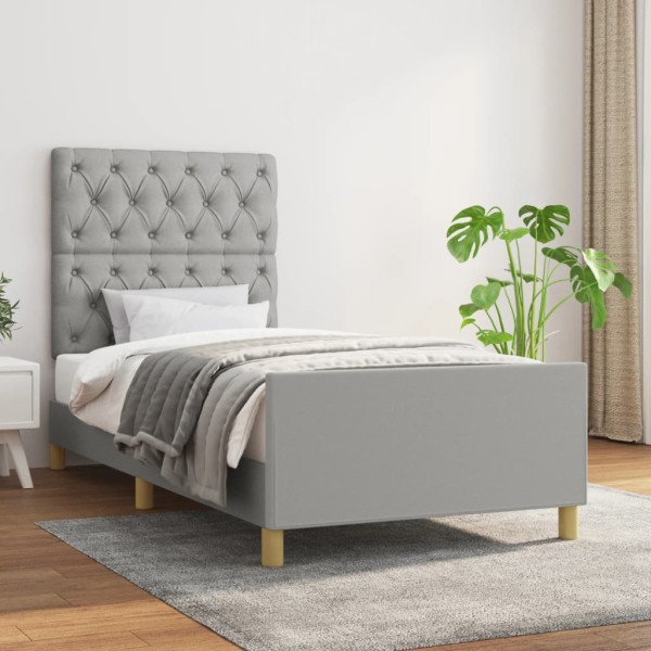 Estructura de cama con cabecero de tela gris claro 80x200 cm Estructura de cama con cabecero de tela gris claro 80x200 cm