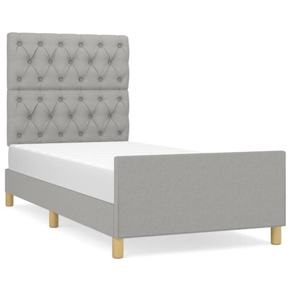 Estructura de cama con cabecero de tela gris claro 80x200 cm Estructura de cama con cabecero de tela gris claro 80x200 cm