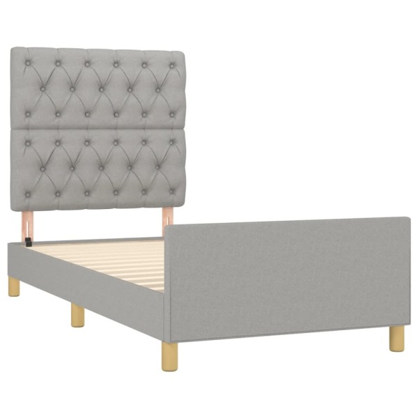 Estructura de cama con cabecero de tela gris claro 80x200 cm Estructura de cama con cabecero de tela gris claro 80x200 cm