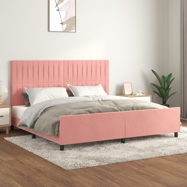 Estructura de cama con cabecero de terciopelo rosa 200x200 cm Estructura de cama con cabecero de terciopelo rosa 200x200 cm