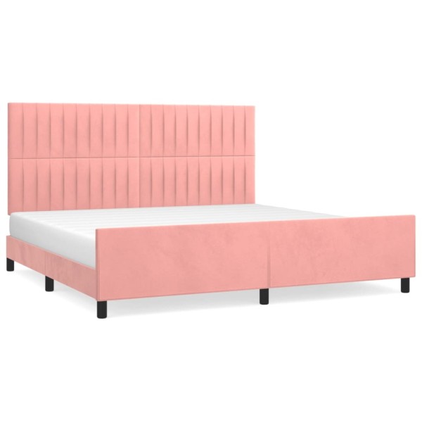 Estructura de cama con cabecero de terciopelo rosa 200x200 cm Estructura de cama con cabecero de terciopelo rosa 200x200 cm