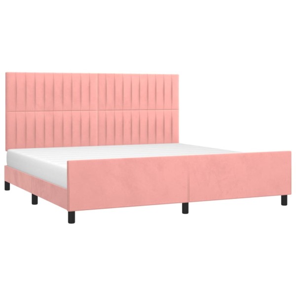 Estructura de cama con cabecero de terciopelo rosa 200x200 cm Estructura de cama con cabecero de terciopelo rosa 200x200 cm