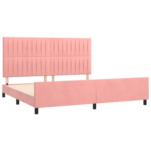 Estructura de cama con cabecero de terciopelo rosa 200x200 cm Estructura de cama con cabecero de terciopelo rosa 200x200 cm
