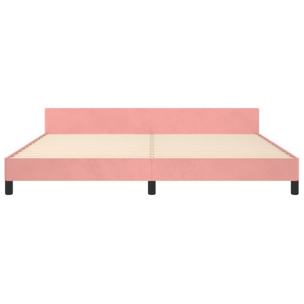 Estructura de cama con cabecero de terciopelo rosa 200x200 cm Estructura de cama con cabecero de terciopelo rosa 200x200 cm