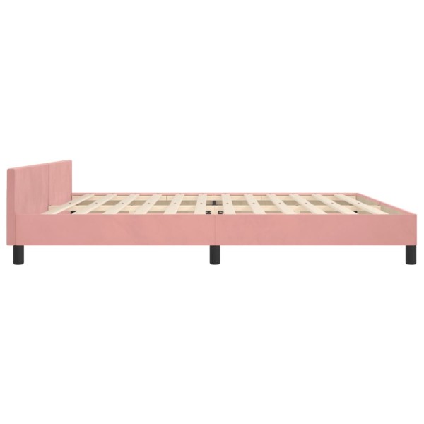 Estructura de cama con cabecero de terciopelo rosa 200x200 cm Estructura de cama con cabecero de terciopelo rosa 200x200 cm