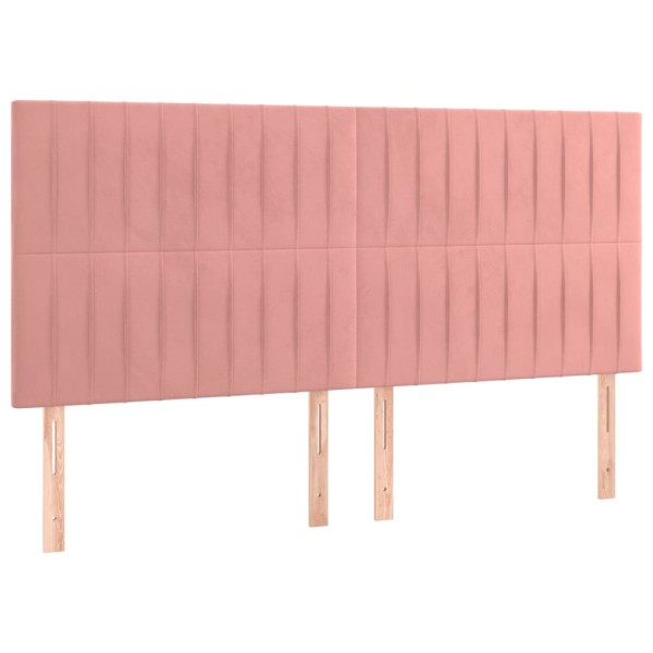 Estructura de cama con cabecero de terciopelo rosa 200x200 cm Estructura de cama con cabecero de terciopelo rosa 200x200 cm