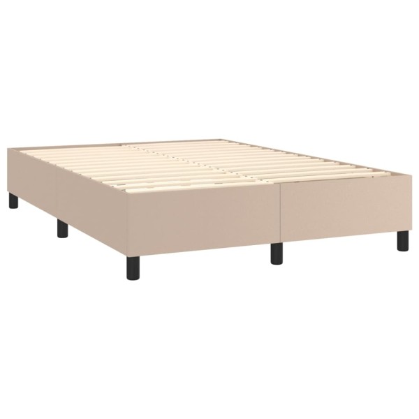 Cama box spring con colchón cuero sintético capuchino 140x200cm Cama box spring con colchón cuero sintético capuchino 140x200cm
