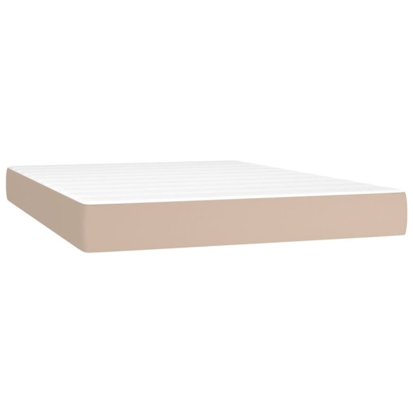 Cama box spring con colchón cuero sintético capuchino 140x200cm Cama box spring con colchón cuero sintético capuchino 140x200cm