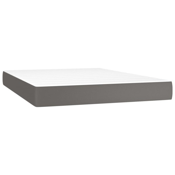 Cama box spring con colchón cuero sintético gris 140x190 cm Cama box spring con colchón cuero sintético gris 140x190 cm