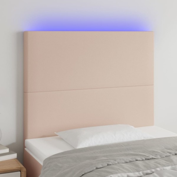 Cabecero con luces LED cuero sintético capuchino 80x5x118/128cm Cabecero con luces LED cuero sintético capuchino 80x5x118/128cm
