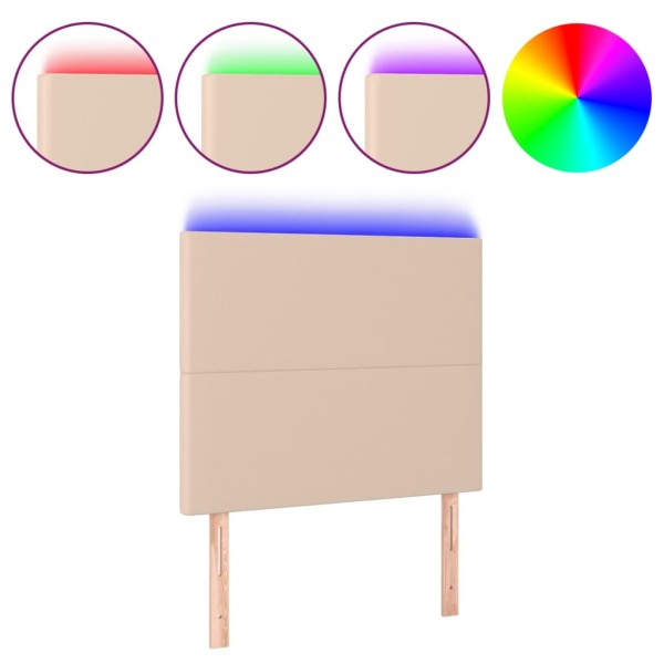 Cabecero con luces LED cuero sintético capuchino 80x5x118/128cm Cabecero con luces LED cuero sintético capuchino 80x5x118/128cm