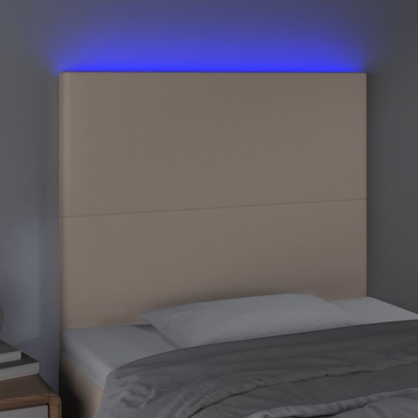 Cabecero con luces LED cuero sintético capuchino 80x5x118/128cm Cabecero con luces LED cuero sintético capuchino 80x5x118/128cm