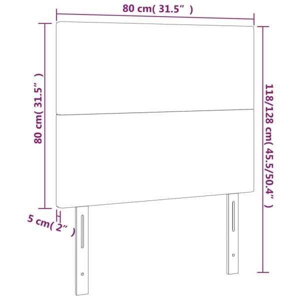 Cabecero con luces LED cuero sintético capuchino 80x5x118/128cm Cabecero con luces LED cuero sintético capuchino 80x5x118/128cm