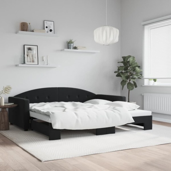Sofá cama nido terciopelo negro 100x200 cm Sofá cama nido terciopelo negro 100x200 cm