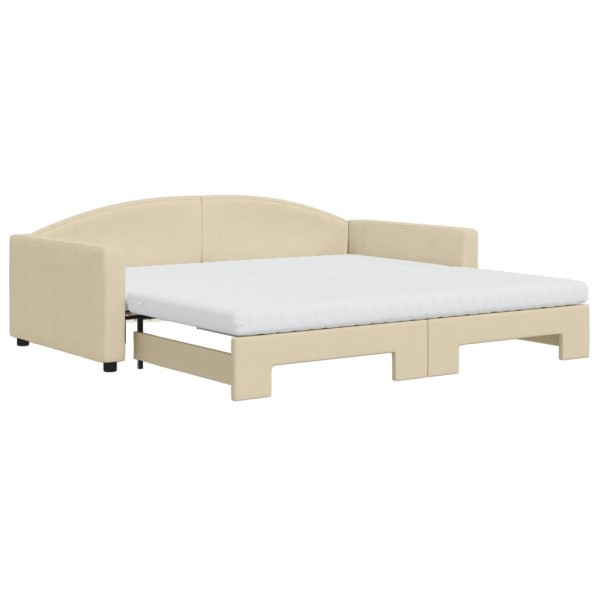 Sofá cama nido con colchón tela crema 100x200 cm Sofá cama nido con colchón tela crema 100x200 cm