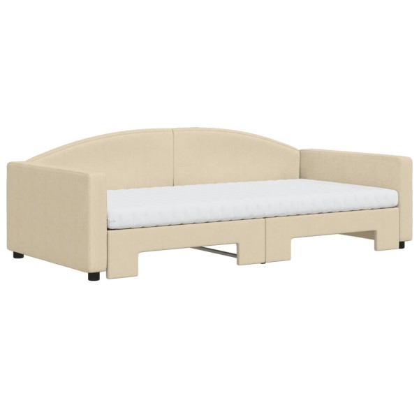 Sofá cama nido con colchón tela crema 100x200 cm Sofá cama nido con colchón tela crema 100x200 cm