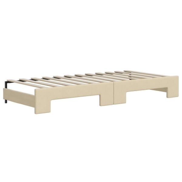 Sofá cama nido con colchón tela crema 100x200 cm Sofá cama nido con colchón tela crema 100x200 cm