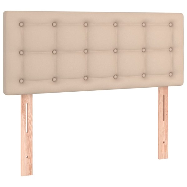 Cama box spring con colchón cuero sintético capuchino 100x200cm