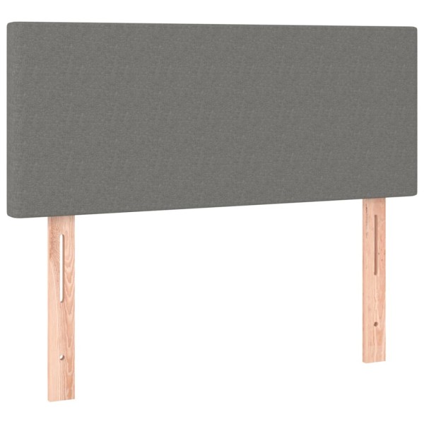 Cama box spring con colchón y LED tela gris oscuro 80x200 cm