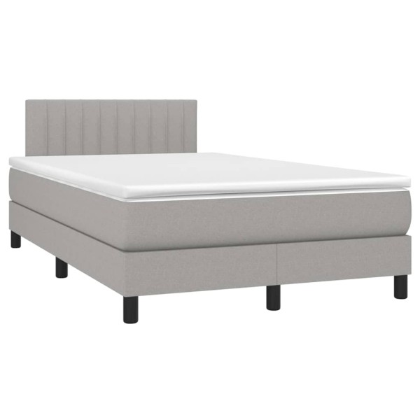 Cama box spring con colchón tela y LED gris claro 120x200 cm Cama box spring con colchón tela y LED gris claro 120x200 cm