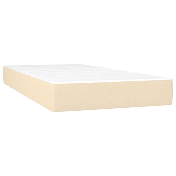 Cama box spring con colchón y LED tela crema 90x200 cm Cama box spring con colchón y LED tela crema 90x200 cm